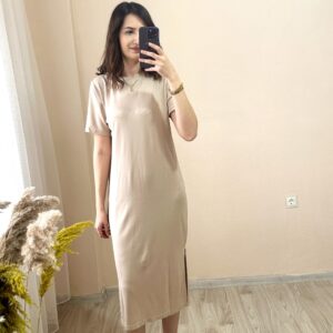 Vizon Modal Kumaş Yandan Yırtmaçlı Basic Elbise