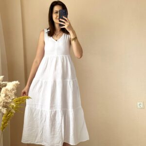 Müslin elbise-Beyaz