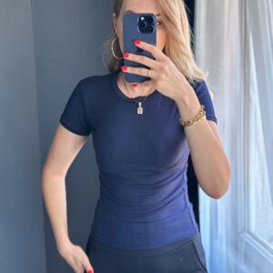 Oysh kumaş T-shirt -Lacivert