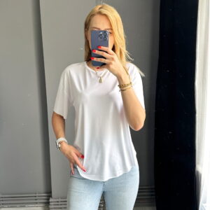Oysh salaş kesim Tshirt-Beyaz