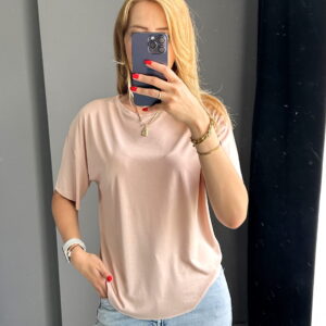 Oysh salaş kesim Tshirt-Bej