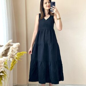 Müslin elbise-Siyah