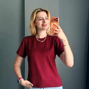Modal kumaş Tişört-Bordo