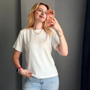 Modal kumaş Tişört-Beyaz